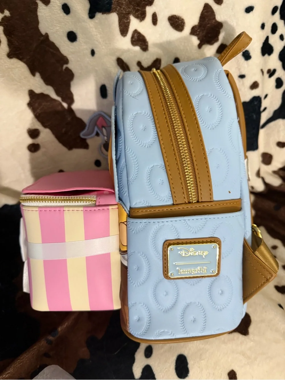 Loungefly Lady and the Tramp Pink & Cream Striped Bow Mini Backpack